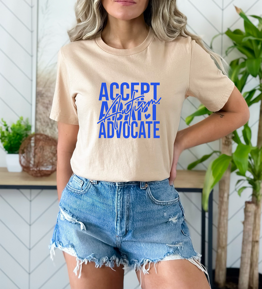 Accept Adapt Advocate (BLUE) SINGLE COLOR DTF TRANSFER