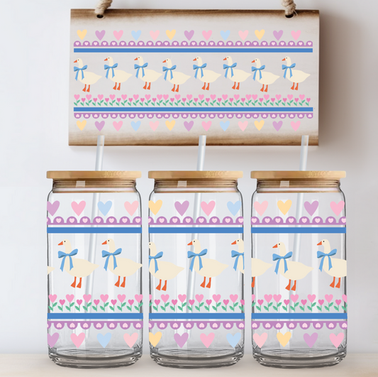 Lace Ducks Cup Wrap UV DTF DOUBLE SIDED