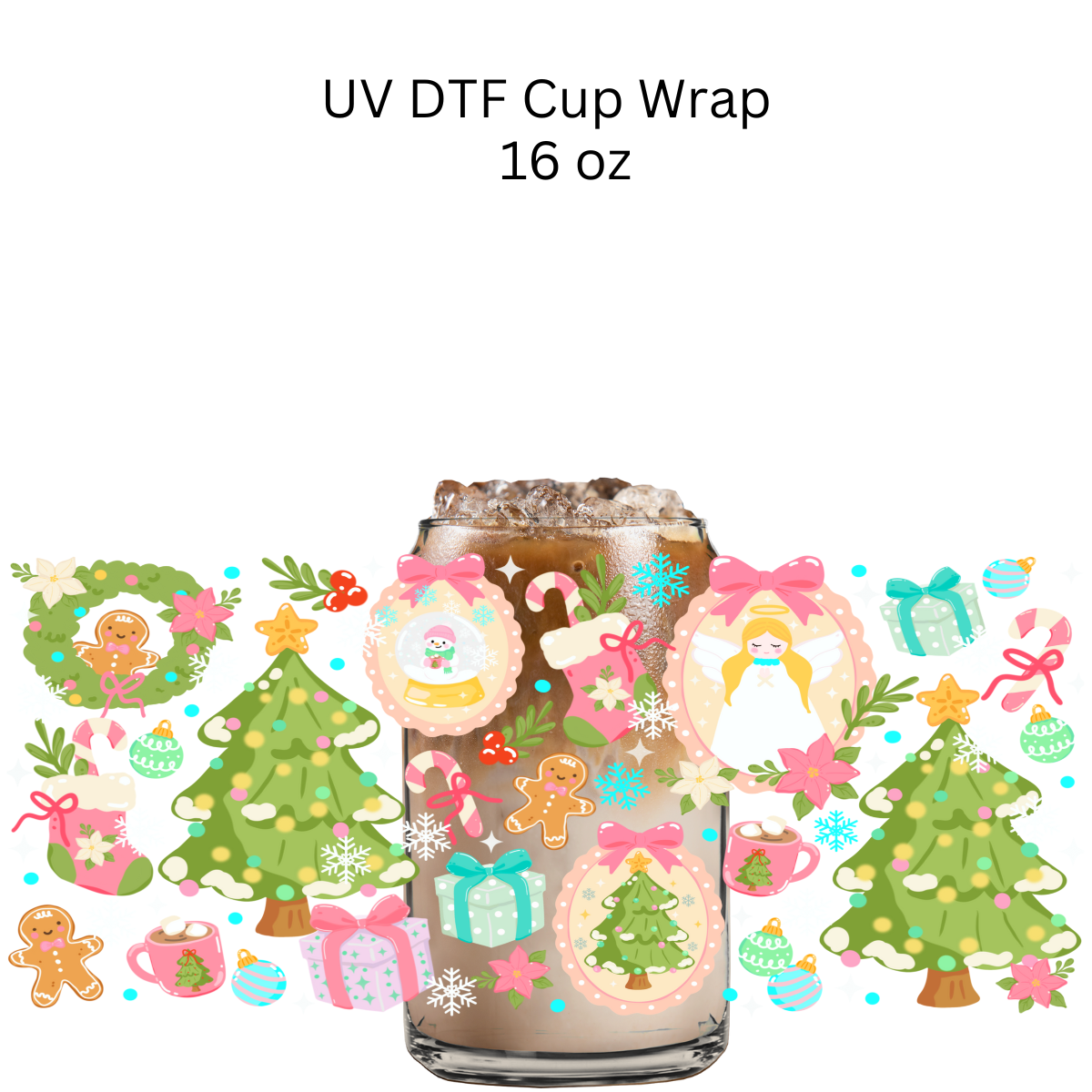 Colorful Christmas Frames UV DTF Cup Wrap