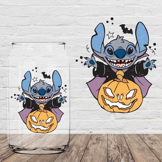 Blue Alien Pumpkin 4” UV DTF