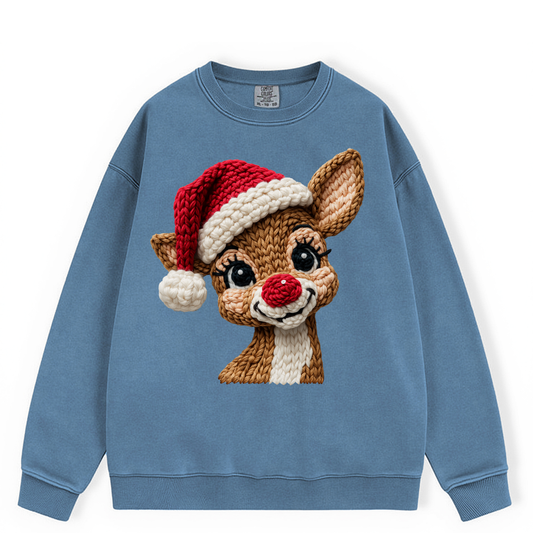 Reindeer Face Faux Yarn DTF Transfer