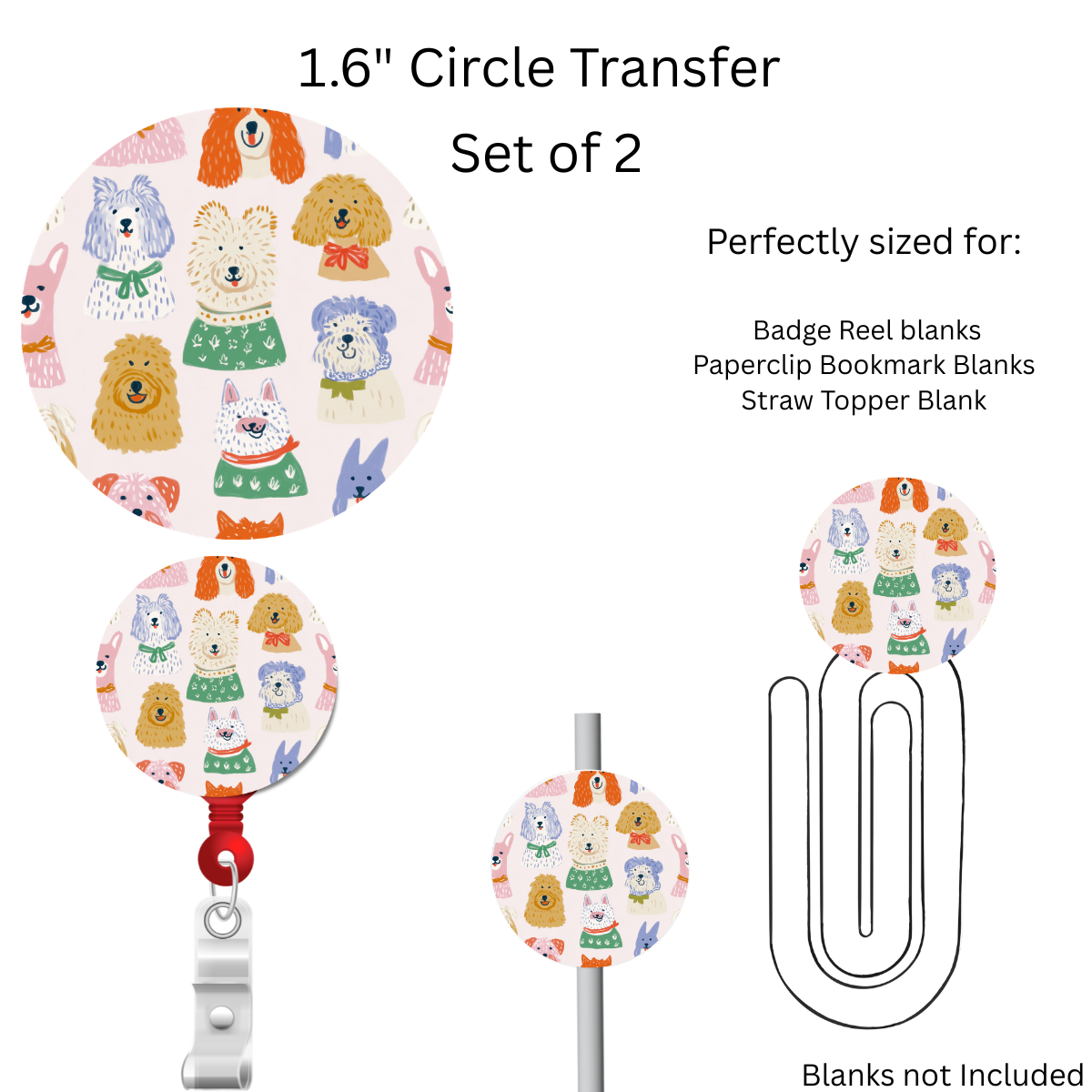 Dogs 1.6” UV DTF Transfer Set of 2