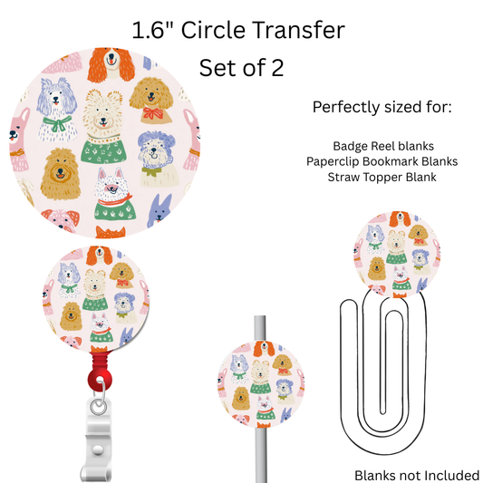 Dogs 1.6” UV DTF Transfer Set of 2