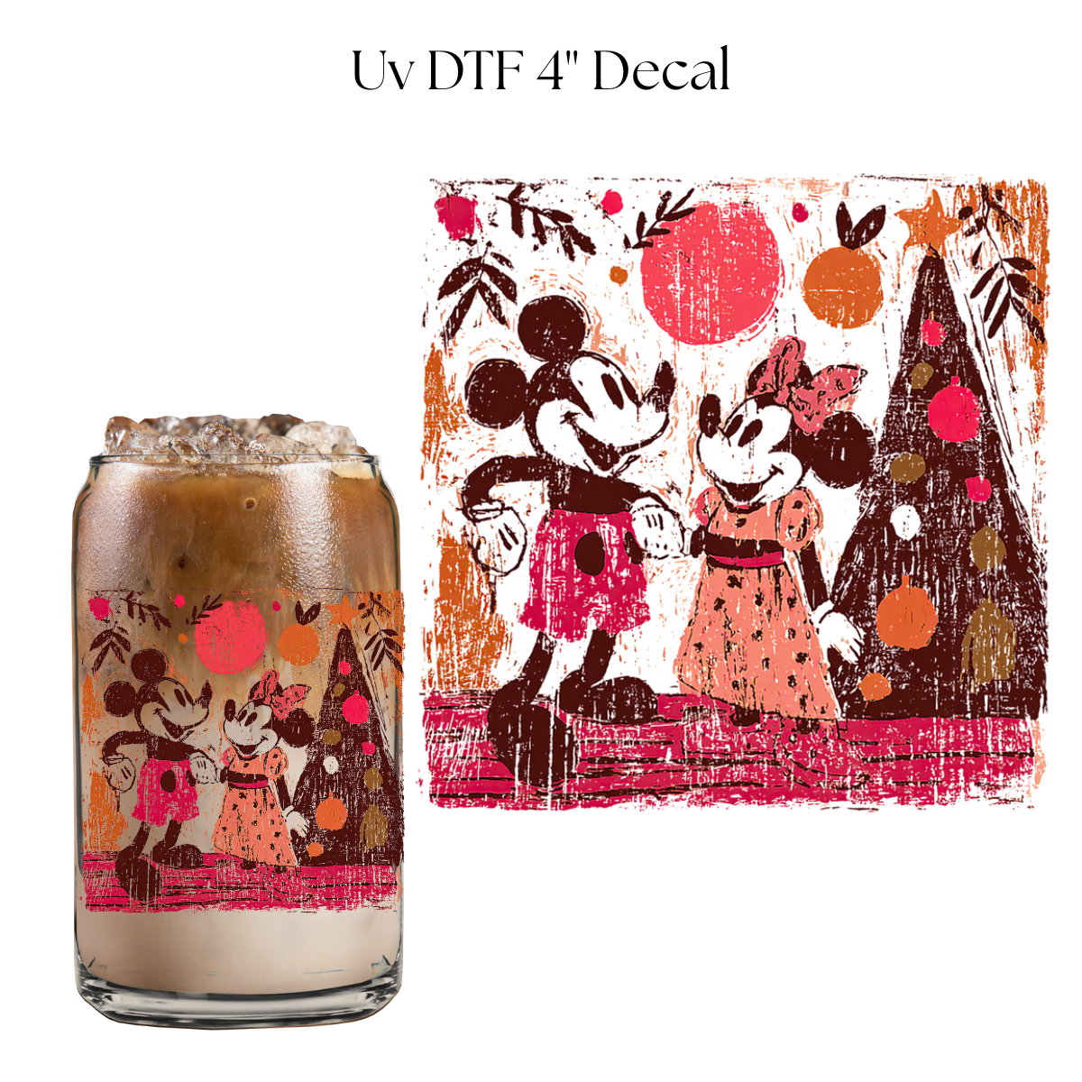 Christmas Mouse Girl and Boy 4” UV DTF Decal