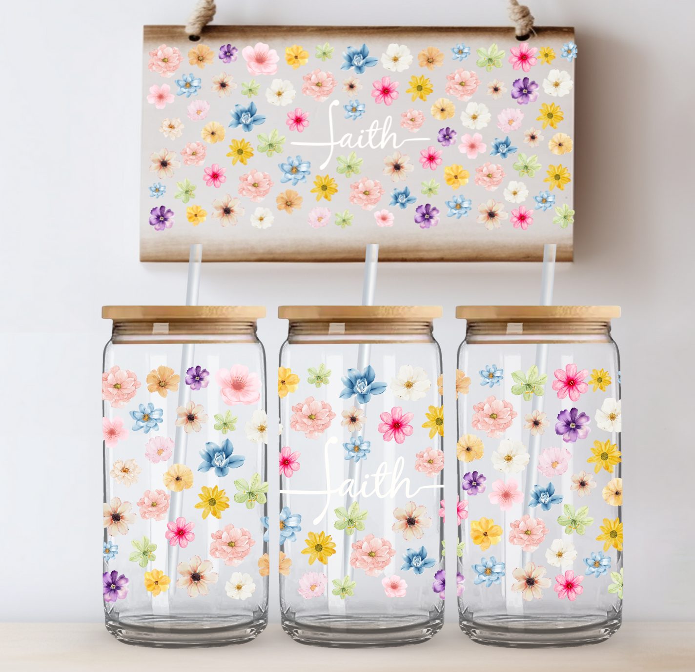 FAITH Cursive UV DTF Cup Wrap