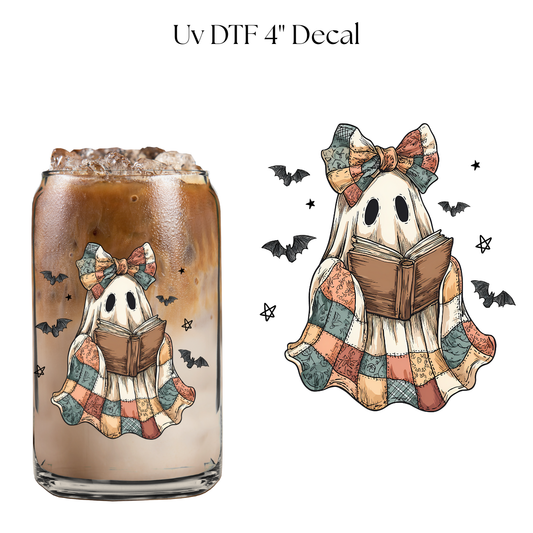 Patched Ghostie Reading 4” UV DTF Decal