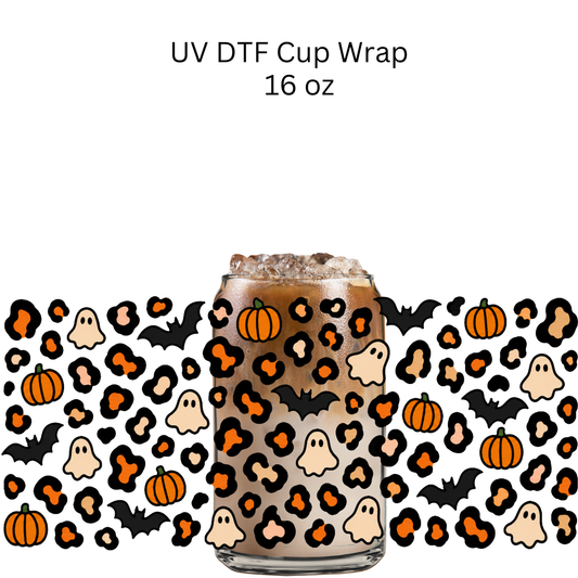 Cheetah Halloween Print UV DTF Cup Wrap