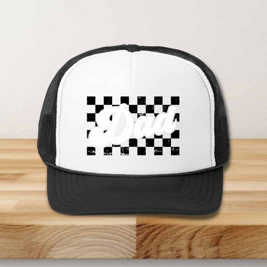 Checkered Dad Hat/Pocket Transfers DTF