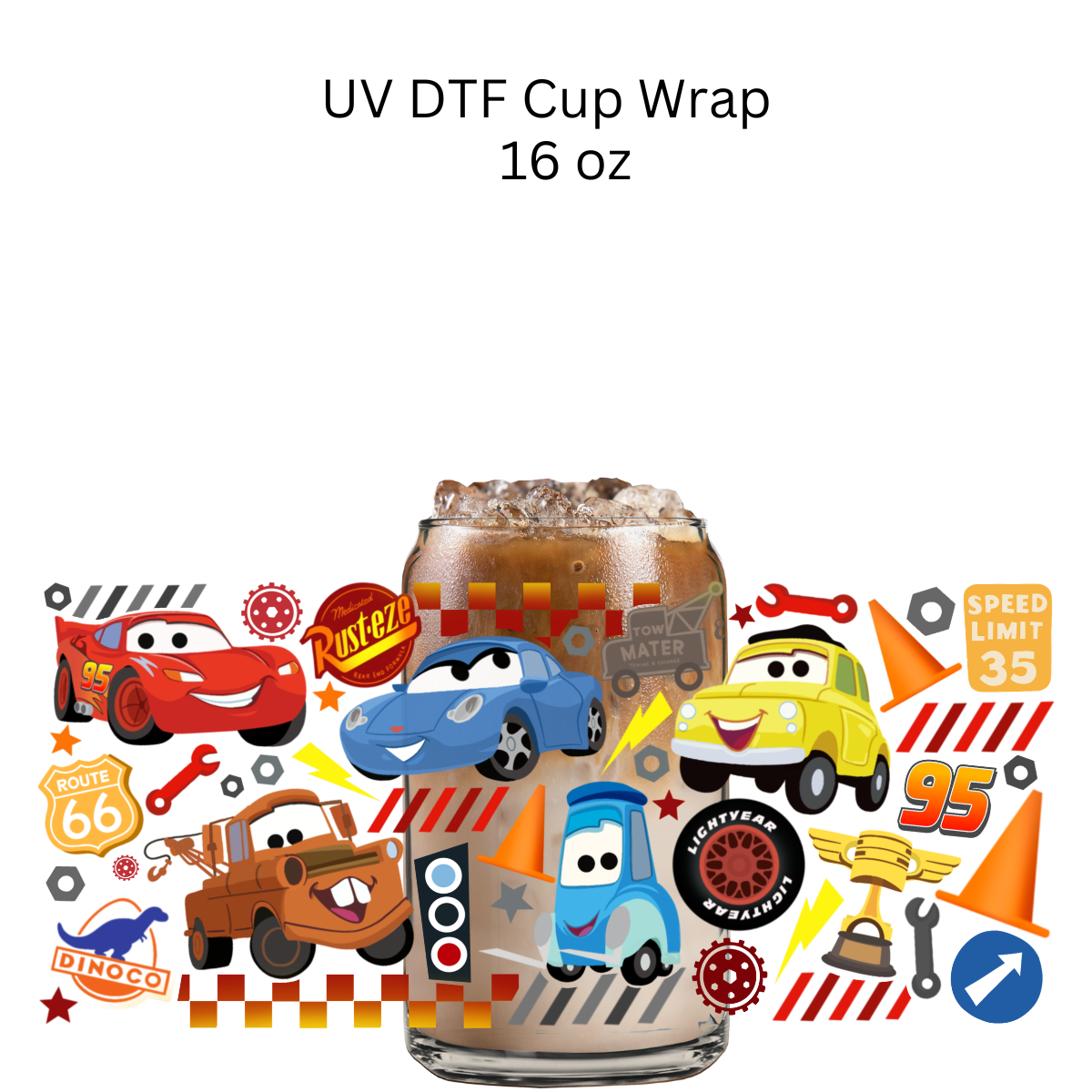 Cartoon Cars UV DTF Cup Wrap