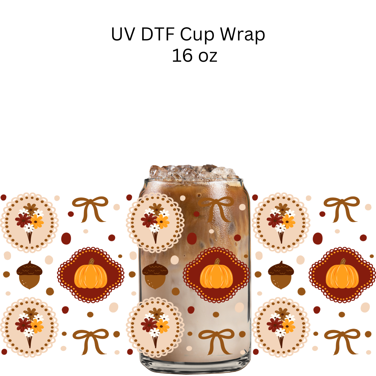 Fall Flowers and Pumpkins UV DTF Cup Wrap