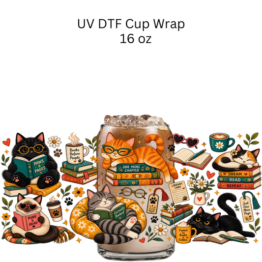 One More Chapter Cats UV DTF Cup Wrap