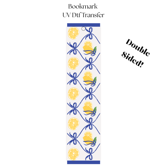 Lemons Blue Bows Lace Bookmark Transfer