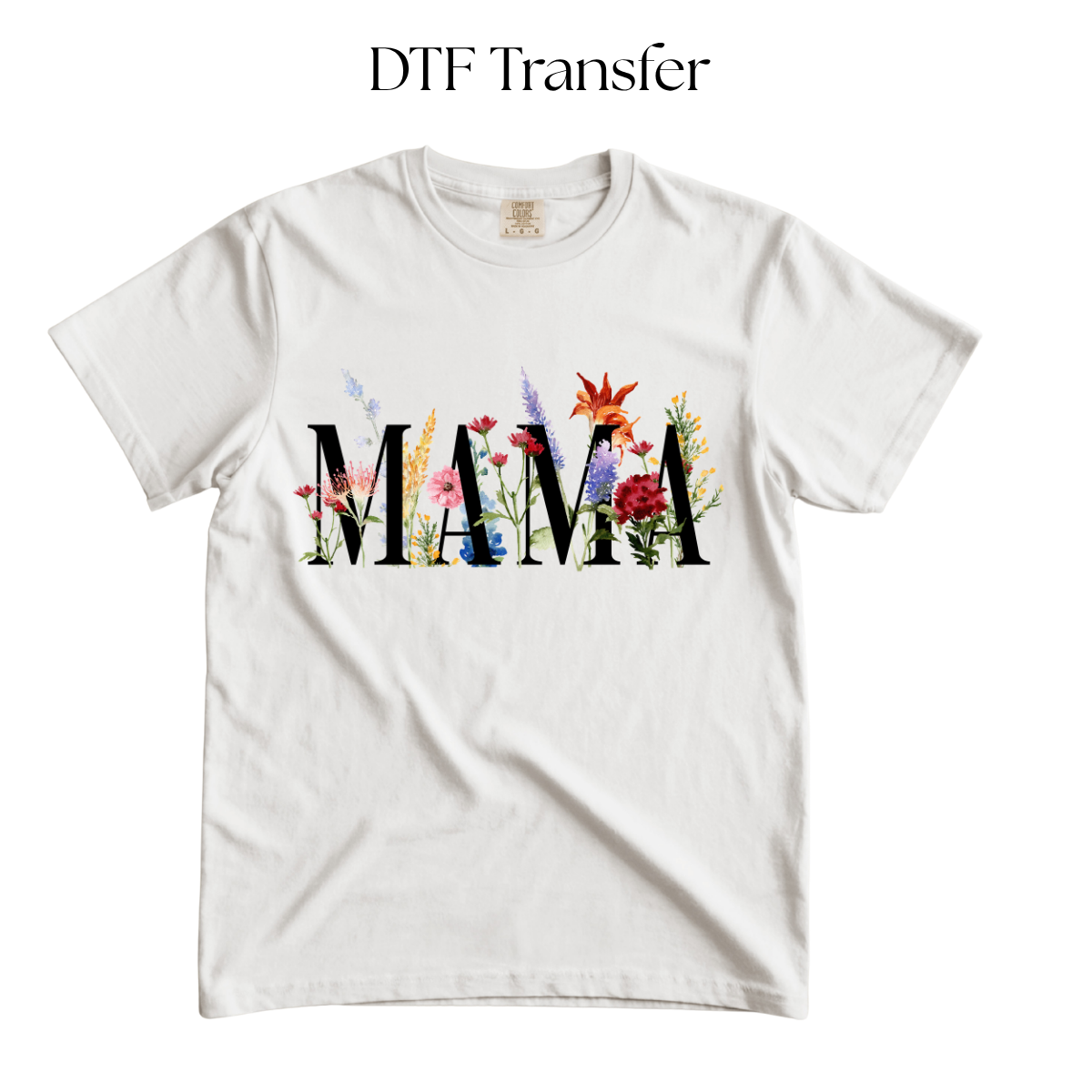 MAMA Black Letters Floral DTF Transfers
