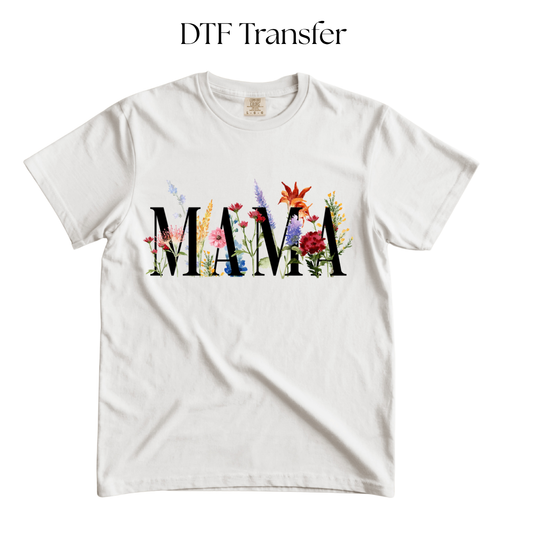 MAMA Black Letters Floral DTF Transfers