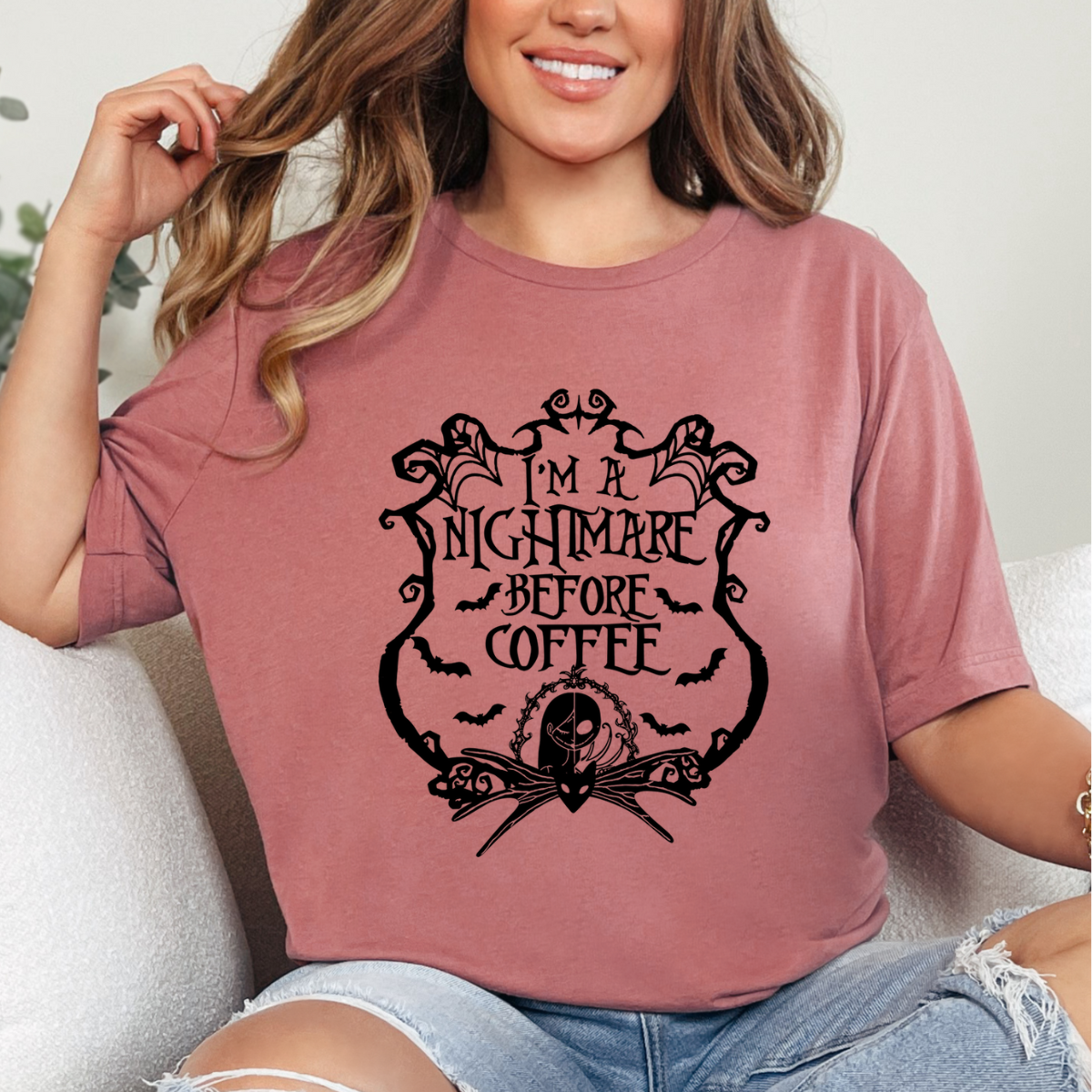 Nightmare Before Coffee Single Color DTF Transfer (Print to Order)
