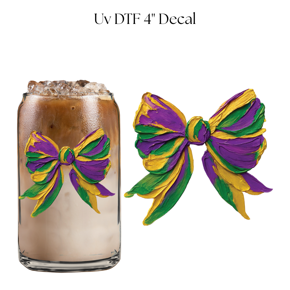 Mardi Gras Bow 4” UV DTF Decal