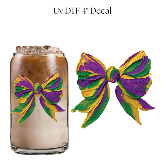 Mardi Gras Bow 4” UV DTF Decal