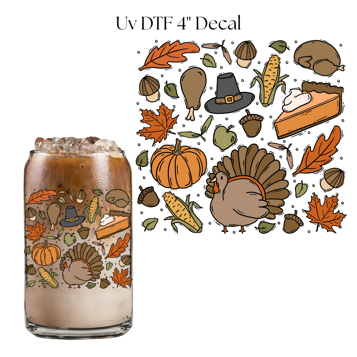 Thanksgiving Fall Things 4” UV DTF Decal