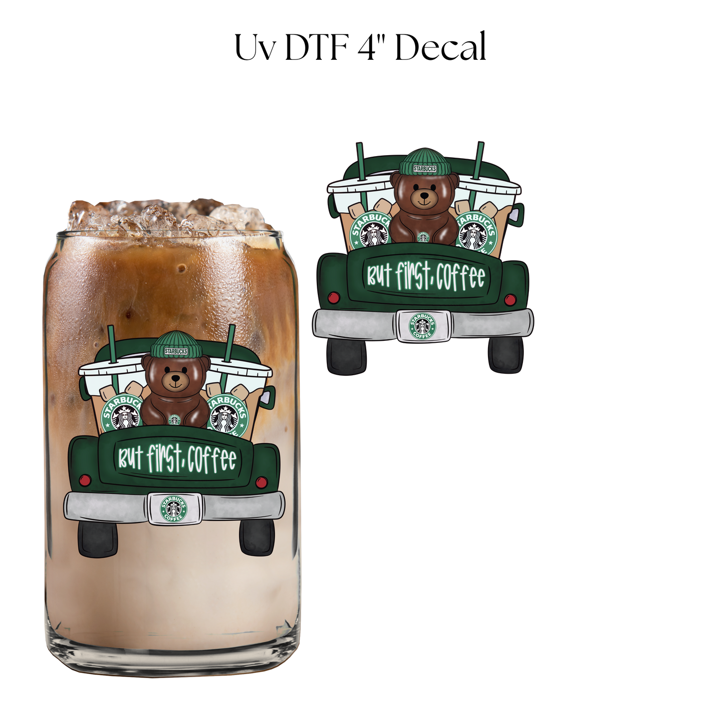 But First Coffee Bear 4” UV DTF Decal