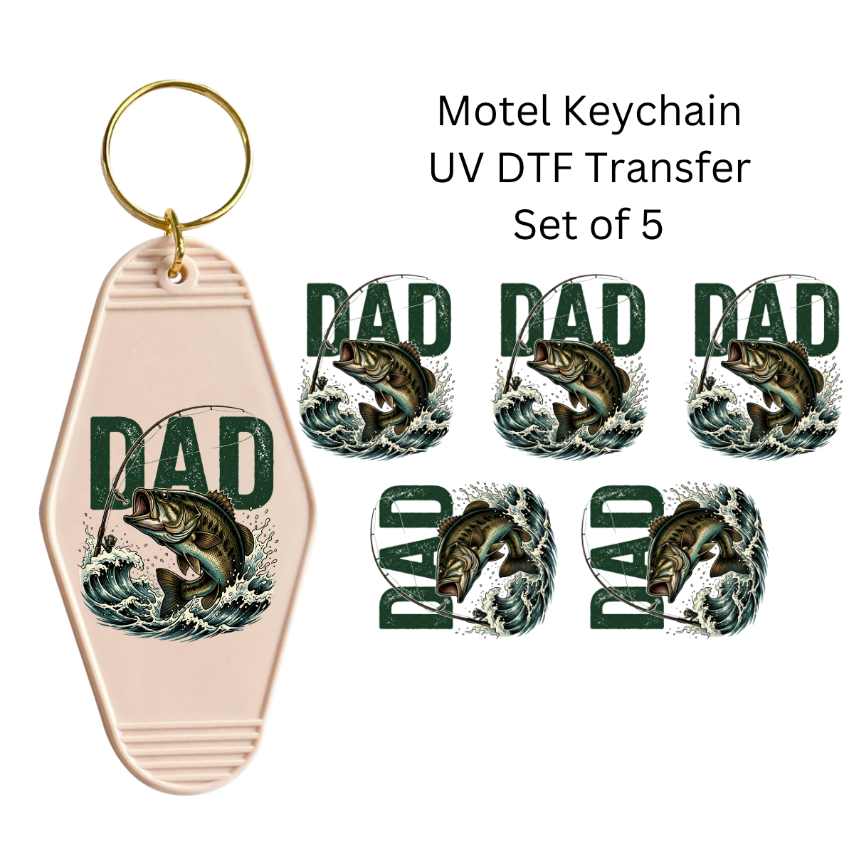 Dad Fishing Set of 5 Keychain Transfers