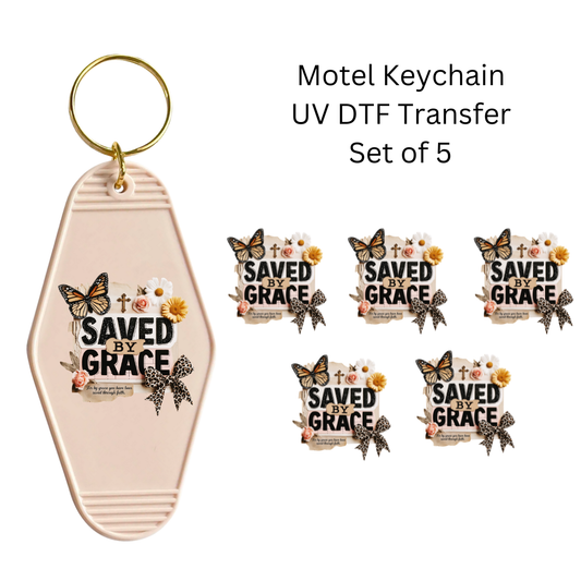 Saved by Grace Butterfly Set of 5 Keychain Transfers