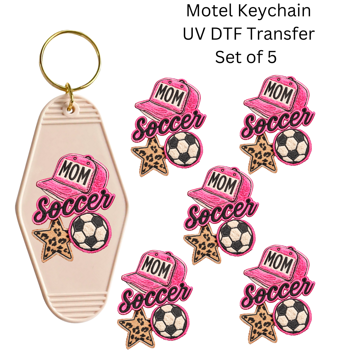 Pink Soccer Mom Set of 5 Keychain Transfers