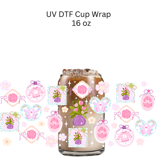 Pink and Purple Floral Easter Stuff UV DTF Cup Wrap