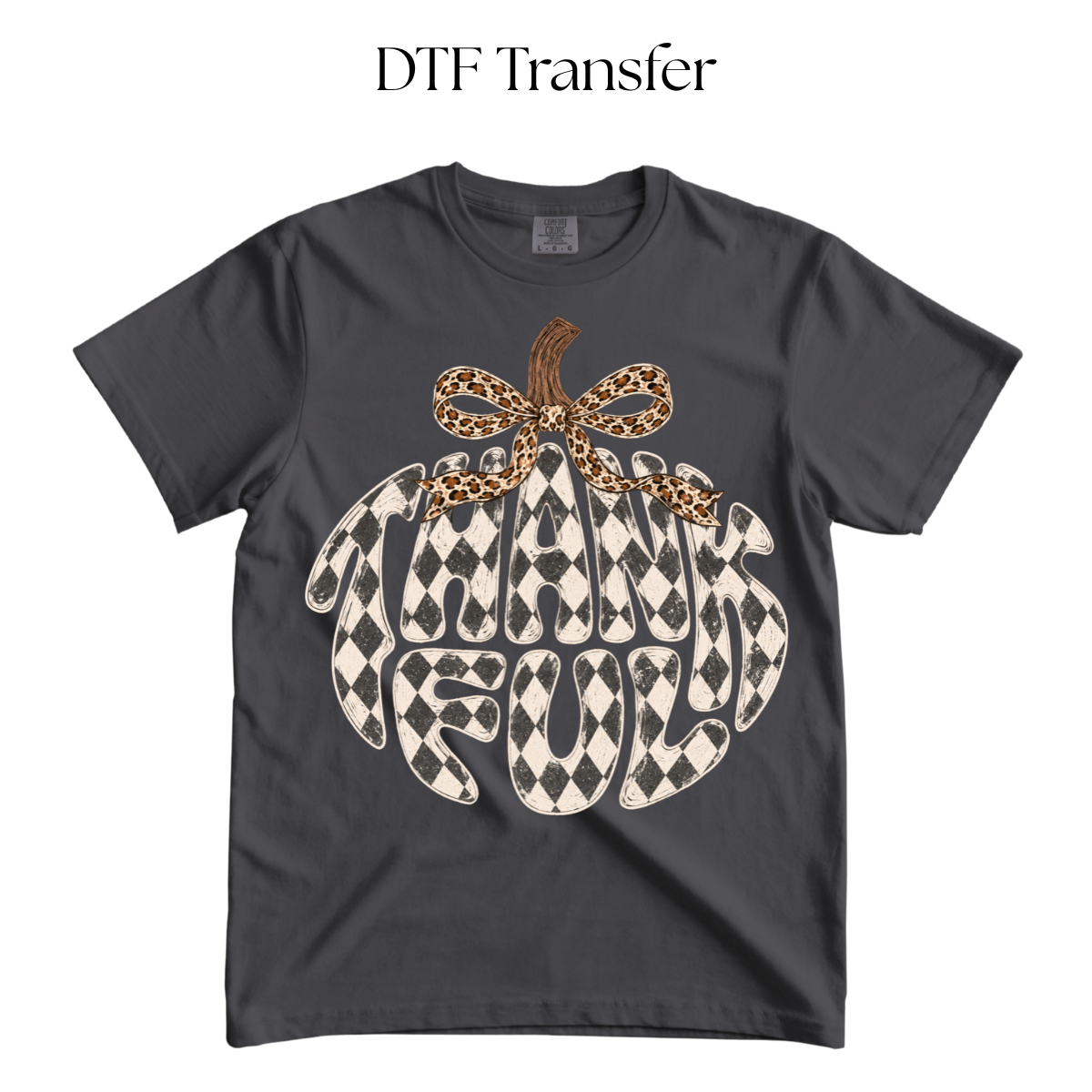 Checkered Thankful Pumpkin DTF Transfer