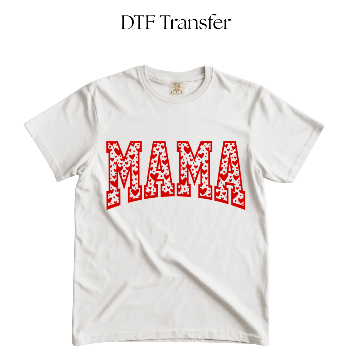 Mama Red Hearts Single Color DTF Transfer