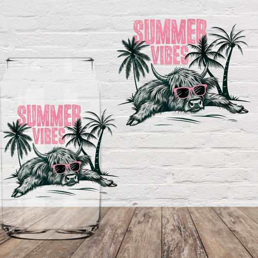 Summer Vibes Cow 4" UV DTF