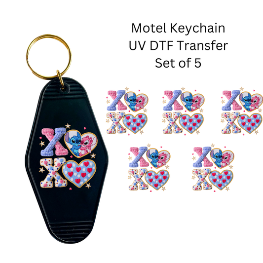 XOXO Pink and Blue Aliens Keychain Transfers