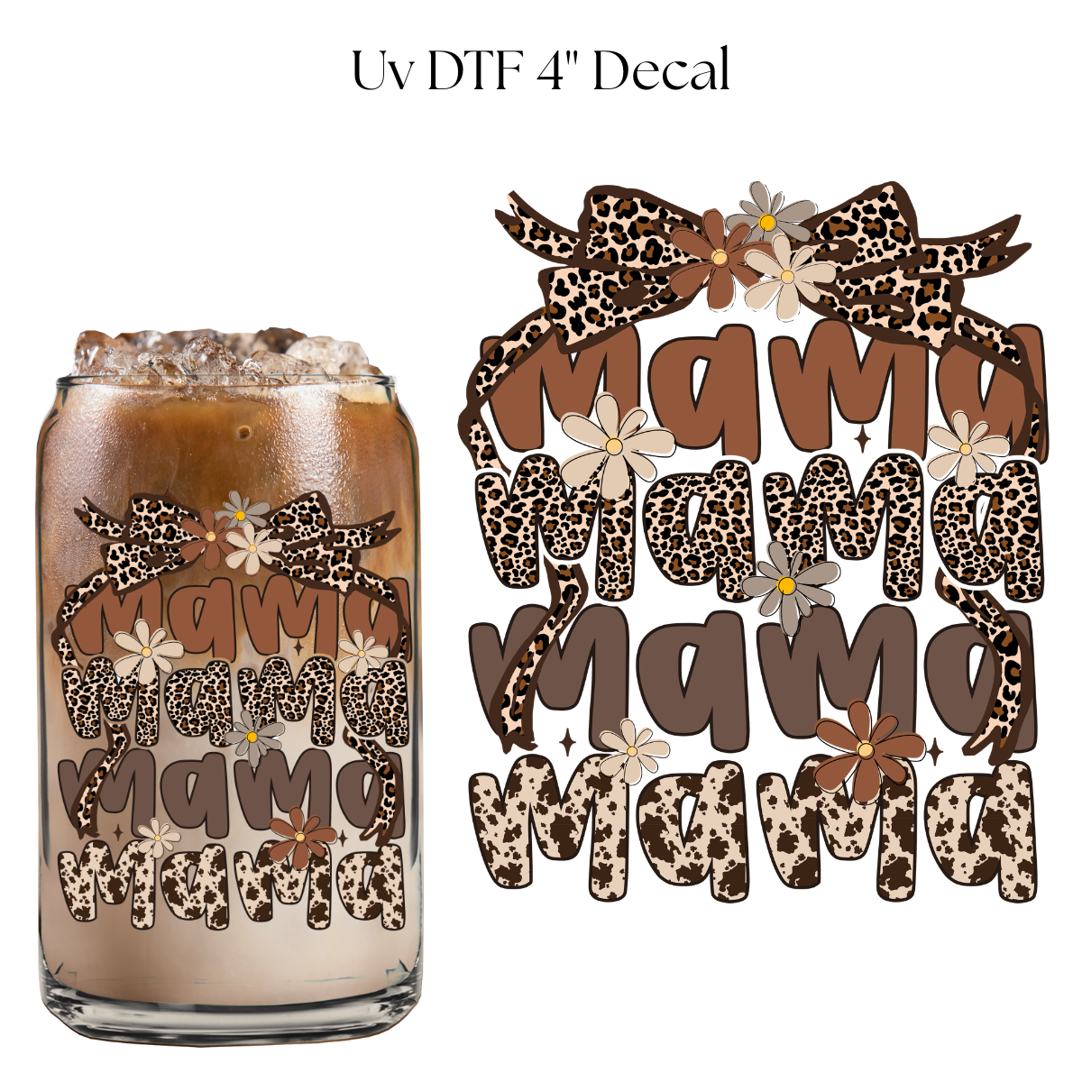 Leopard Mama List 4” UV DTF Cup Decal