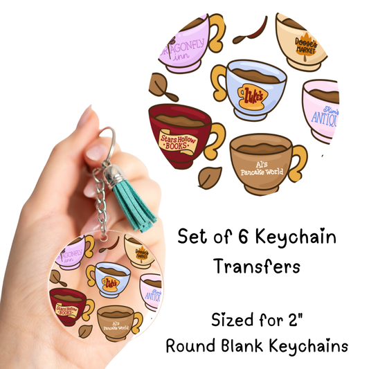 Gil Girls Mugs Keychain Transfer Set of 6