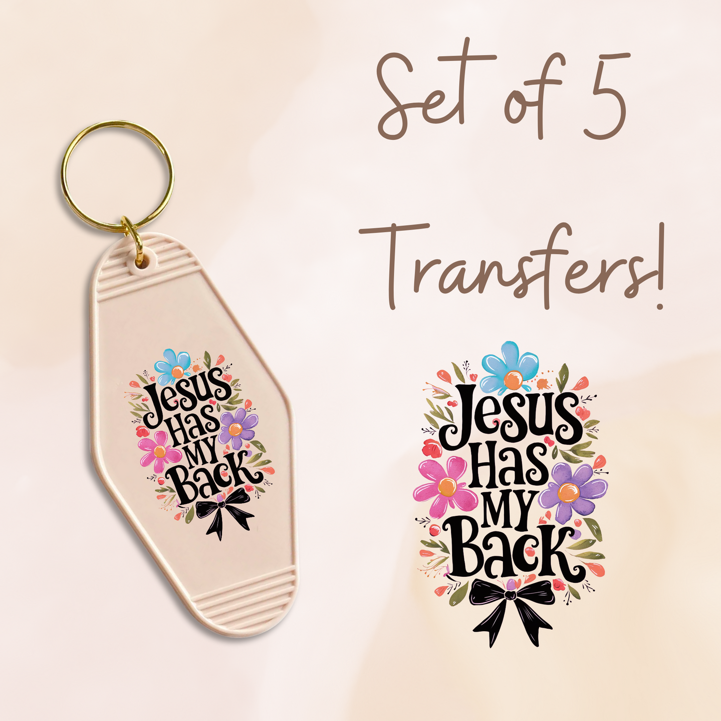 Jesus Has My Back Bow UV (MOTEL KEYCHAIN)