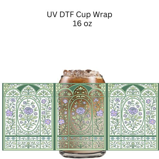 Green Rose Tile UV DTF Wrap