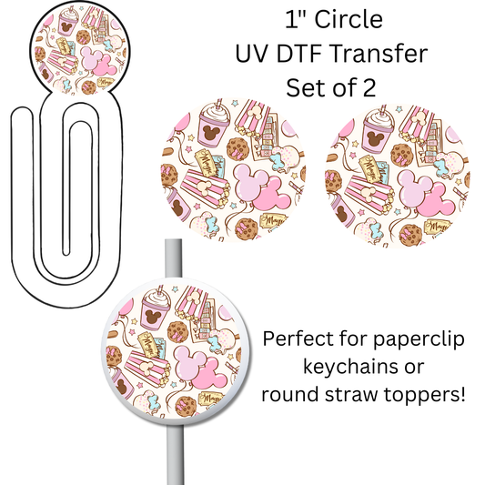 Magical Snacks 1” UV DTF Transfer For Paperclip Bookmark or Straw Topper SET OF 2