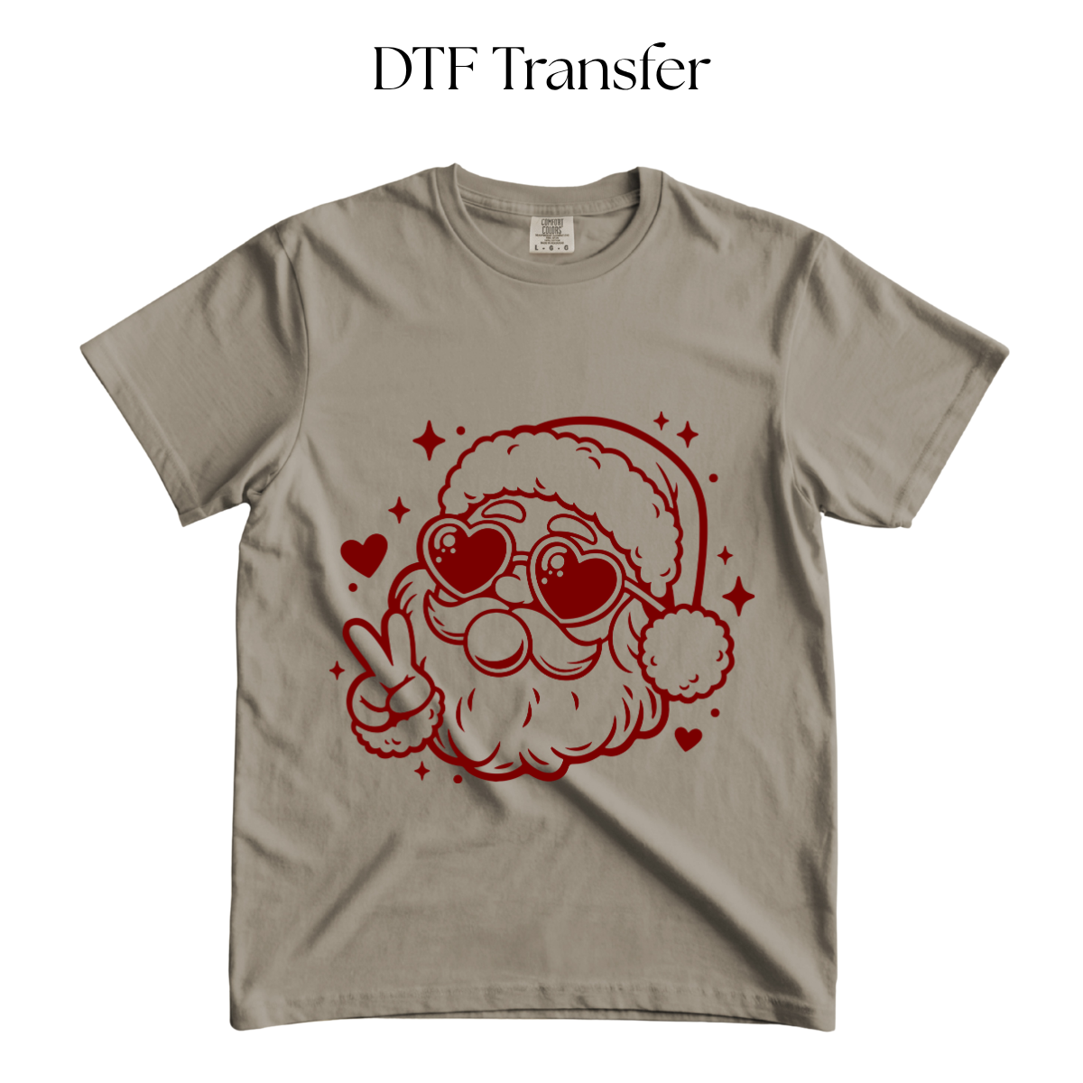 Bubble Gum Santa Red Single Color DTF Transfer
