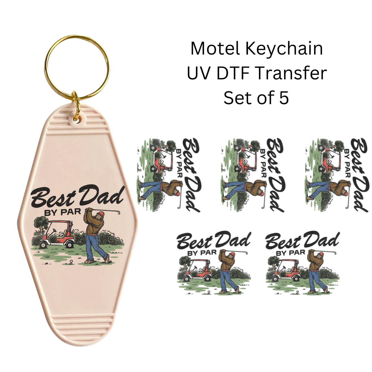 Best Dad By Par Set of 5 Keychain Transfers