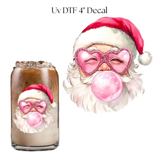 Bubble Gum Santa 4” UV DTF Decal