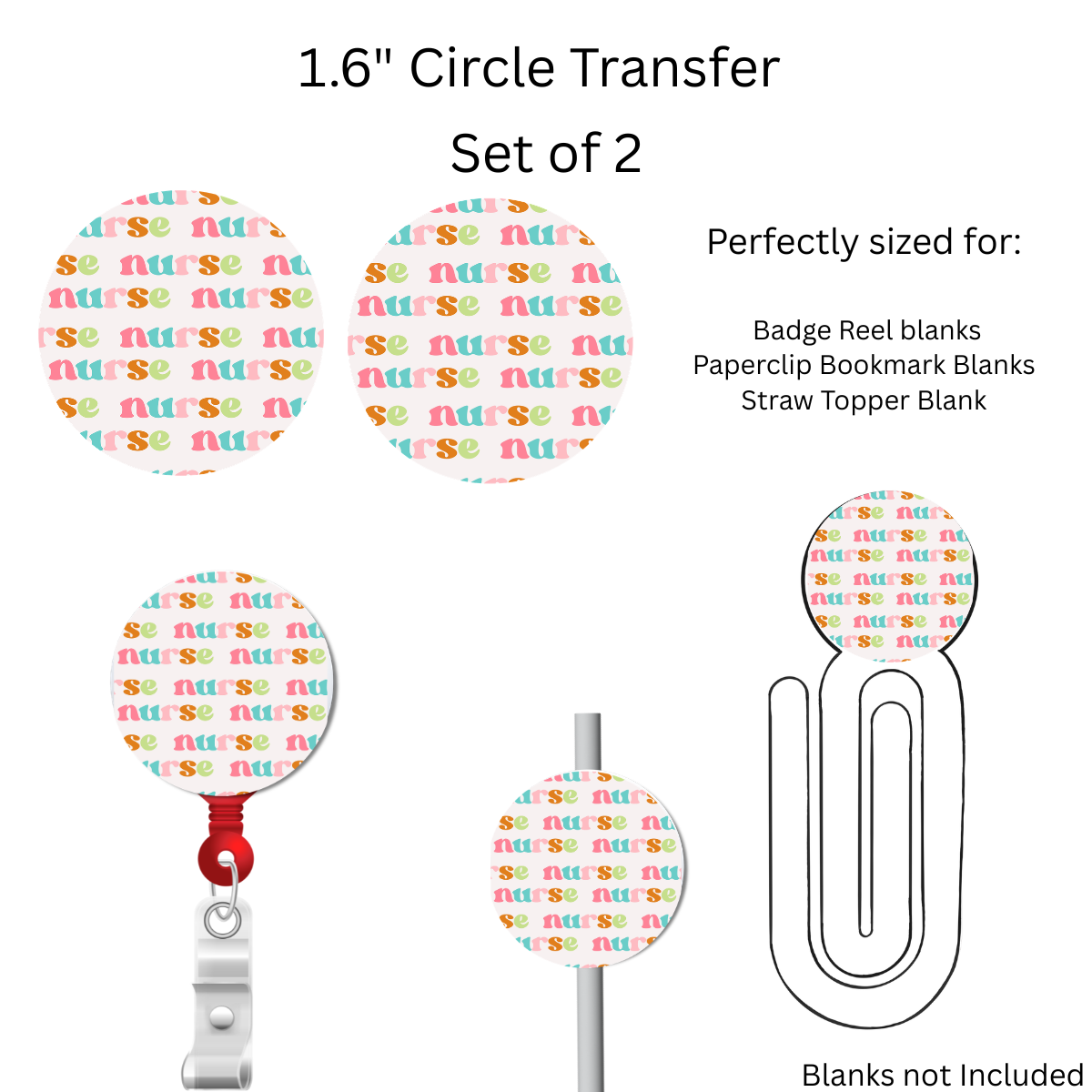 Colorful Nurse 1.6” UV DTF Transfer Set of 2