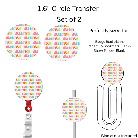 Colorful Nurse 1.6” UV DTF Transfer Set of 2