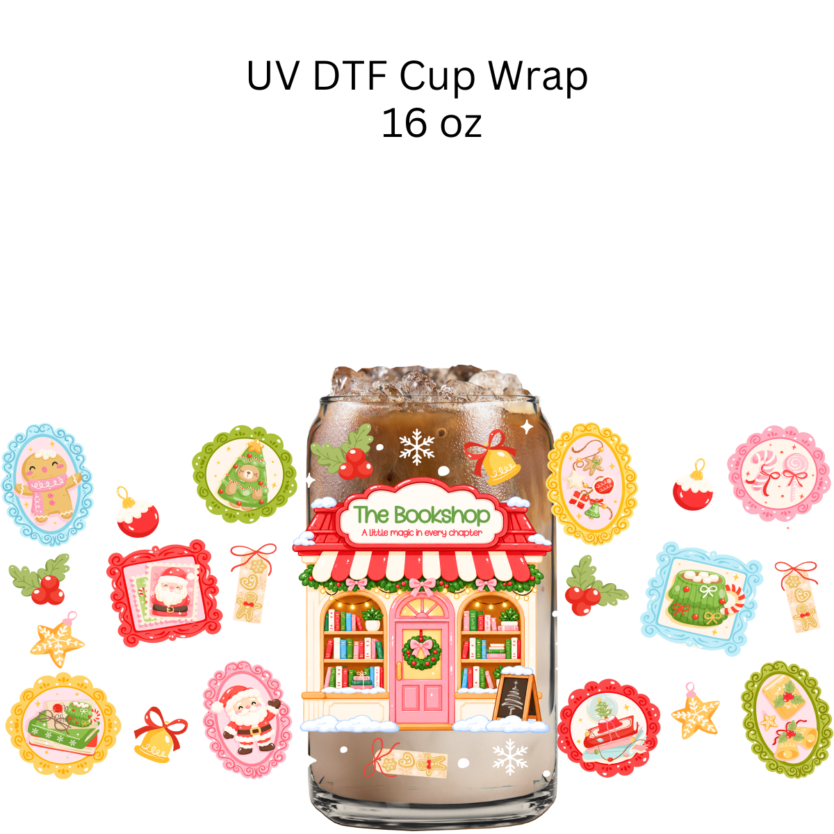 The Christmas Bookshop UV DTF Cup Wrap