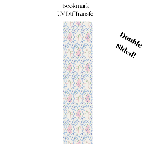 Pink Floral and Bows UV DTF Bookmark Transfer