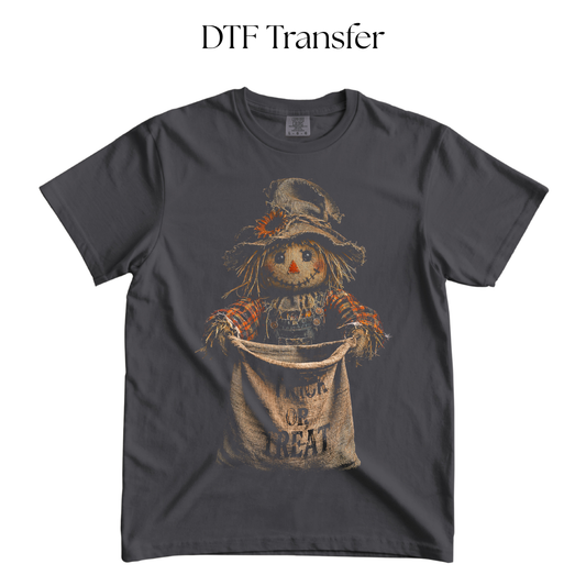 Scarecrow Trick or treat DTF Transfer (Press On Black)