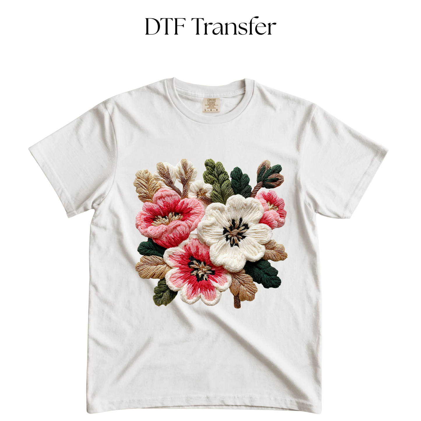 Faux Embroidered Flowers DTF Transfer
