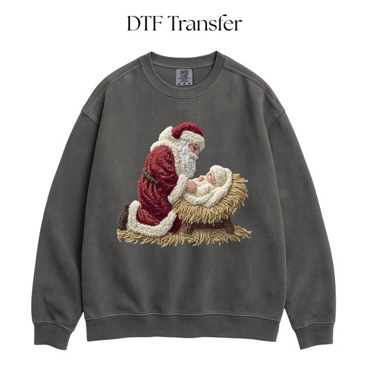 Santa and Baby Faux Patch DTF Transfer