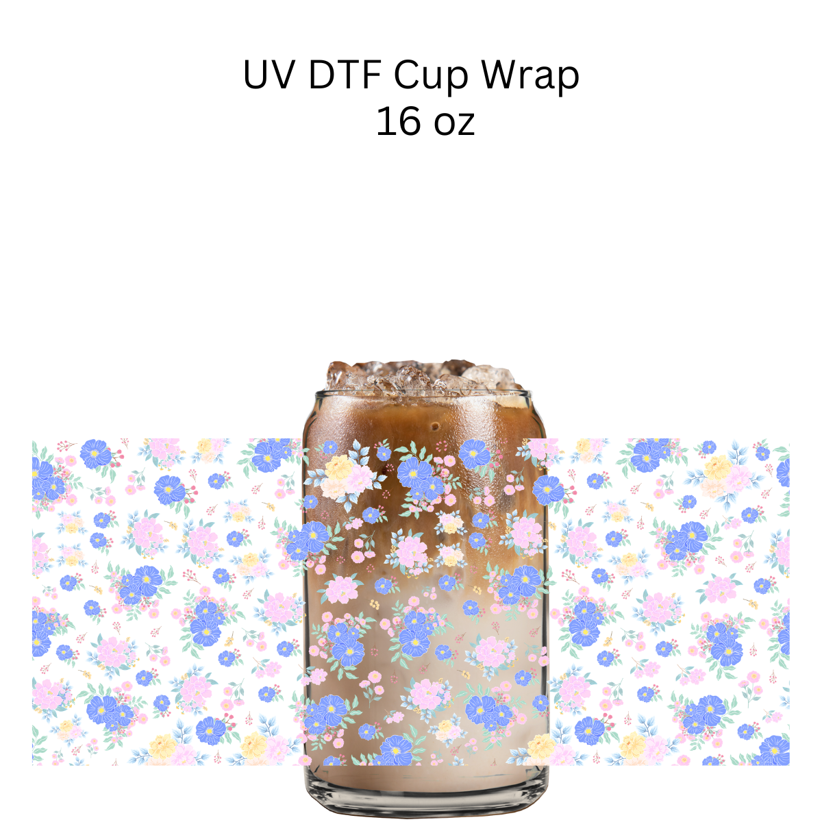 Purple Floral UV DTF Cup Wrap