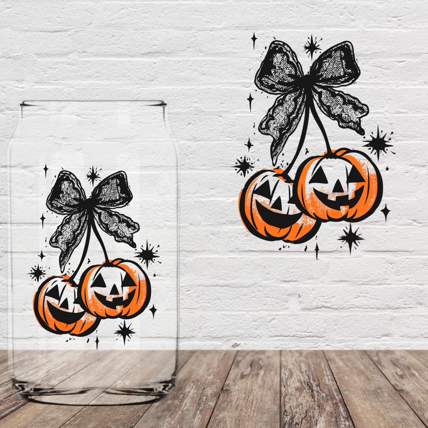 Double Pumpkins 4" UV DTF (Print to order)