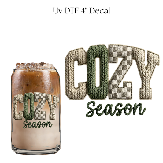 Cozy Season Faux Yarn 4” UV DTF Decal