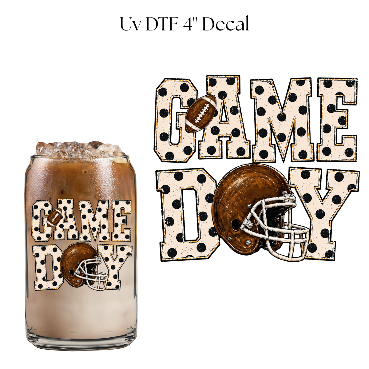 Polka Dot Game Day  4” UV DTF Cup Decal